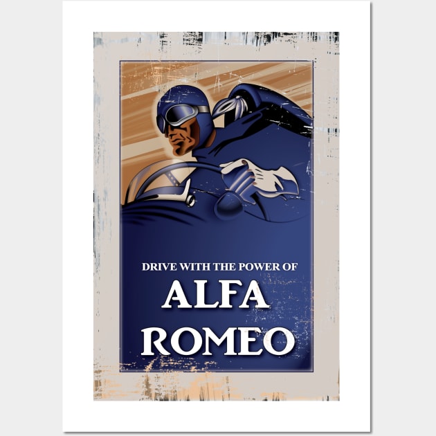 Alfa Romeo Vintage Poster Distressed type 1 Wall Art by fmDisegno